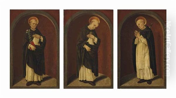 Saint Dominic; Saint Thomas Aquinas (+ Saint Peter Martyr; 2 Works) Oil Painting by Lorenzo Di Credi