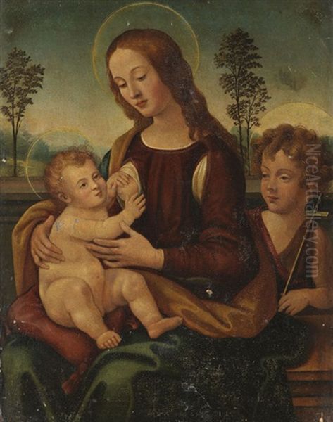 Madonna Mit Kind Und Dem Johannesknaben Oil Painting by Lorenzo Di Credi