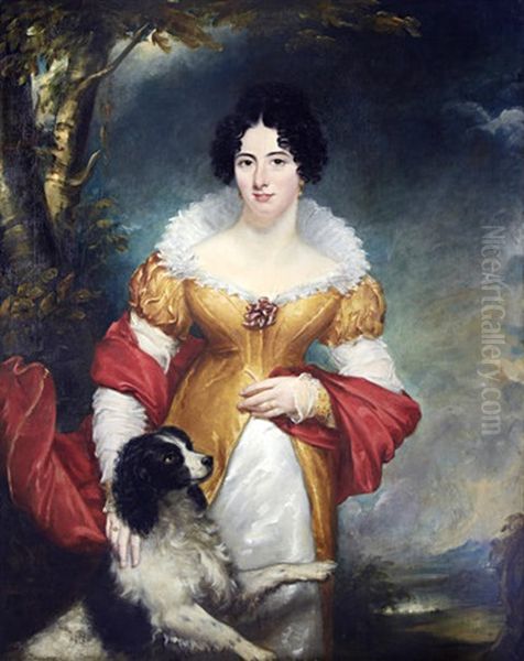 A Portrait Of Lady Catherine Staples (nee Hawkins) Wife Of Sir Thomas Staples, 9th Baronet Of County Tyrone Oil Painting by Martin Cregan