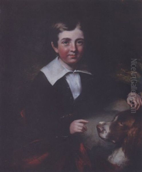 Portrait Of George Alexander Hamilton Training His Spaniel Oil Painting by Martin Cregan