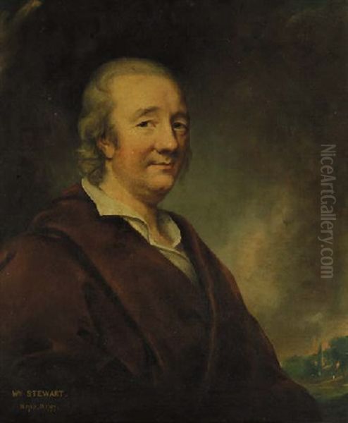 Portrait Of William Stewart Of Killymoon Castle, In A Red Coat, A Wooded Landscape Beyond Oil Painting by Martin Cregan