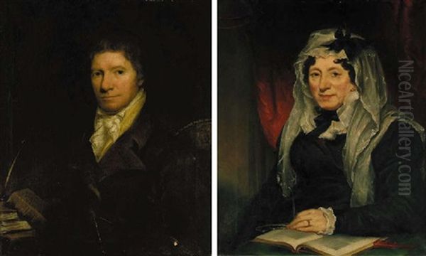 Portrait Of James Stewart Of Killymoon Castle, Seated In A Red Coat With A White Stock, Books On A Table Beside Oil Painting by Martin Cregan