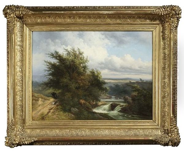 Weite Flusslandschaft Bei Heranziehendem Sturm Oil Painting by Gerard Crehay