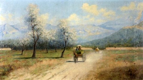 Sommertag Mit Fuhrwerken In Den Italienischen Alpen Oil Painting by Erminio Cremp