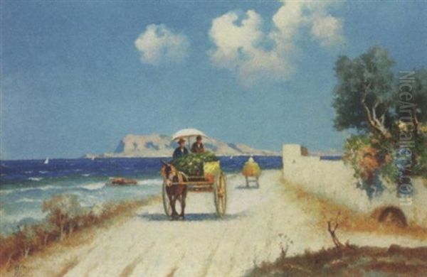 Palermo, Strada Costiera Con Il Monte Pellegrino Oil Painting by Erminio Cremp