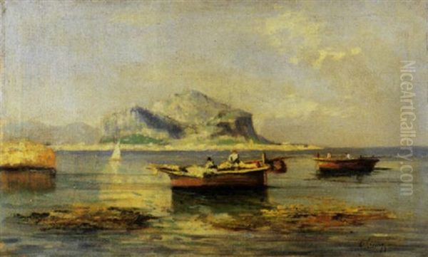 Palermo, Marina Con Barche E Monte Pellegrino by Erminio Cremp