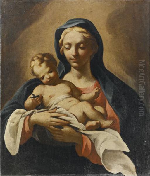 Madonna Col Bambino Oil Painting by Giorgio Anselmi