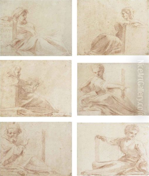 Studies Of Prophets And Sibyls Oil Painting by Michelangelo Anselmi