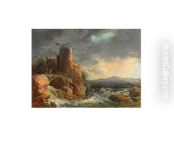 Paysage A La Cascade Oil Painting by Louis-Philippe Crepin