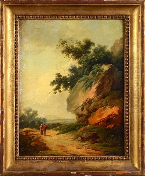 Paysages De Collines Rocheuses. (pair) Oil Painting by Louis-Philippe Crepin