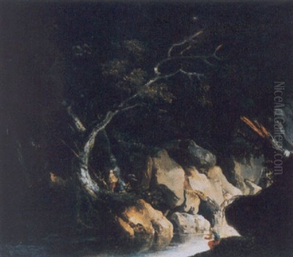 Paesaggio Fluviale Con Un Pescatore by Louis-Philippe Crepin