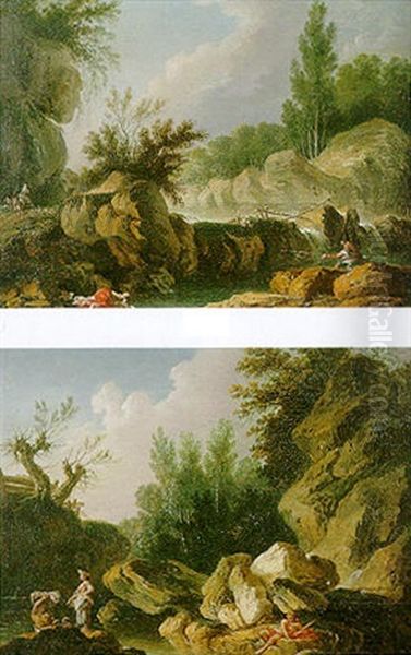 Le Pecheur Pres De La Cascade Oil Painting by Louis-Philippe Crepin