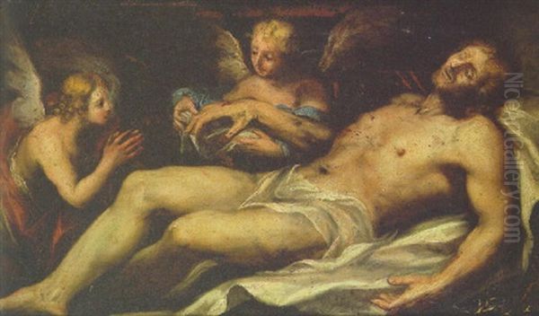 Angels Mourning Over Dead Christ Oil Painting by Daniele Crespi