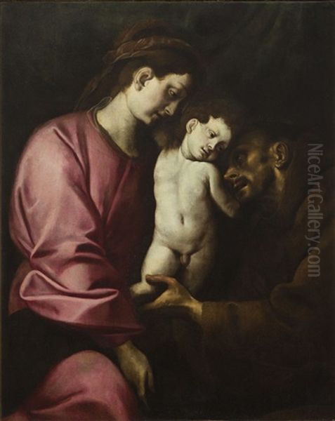 Madonna With Child And St. Francis Oil Painting by Giovanni Battista Crespi (il Cerano)