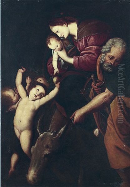 Die Heilige Familie Auf Der Flucht Nach Agypten Oil Painting by Giovanni Battista Crespi (il Cerano)