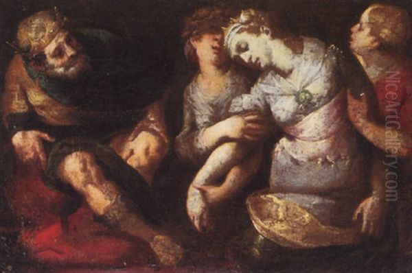 Esther And Ahasuerus Oil Painting by Giovanni Battista Crespi (il Cerano)