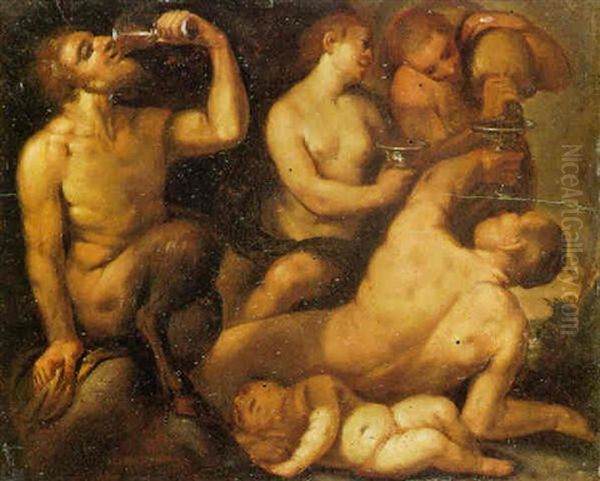 Baccanale Con Cinque Figure Oil Painting by Giovanni Battista Crespi (il Cerano)