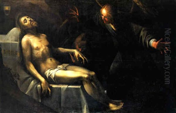 Angels Lamenting The Dead Christ Oil Painting by Giovanni Battista Crespi (il Cerano)