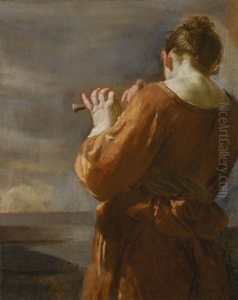 A Shepherdess Playing The Flute Oil Painting by Giuseppe Maria Crespi