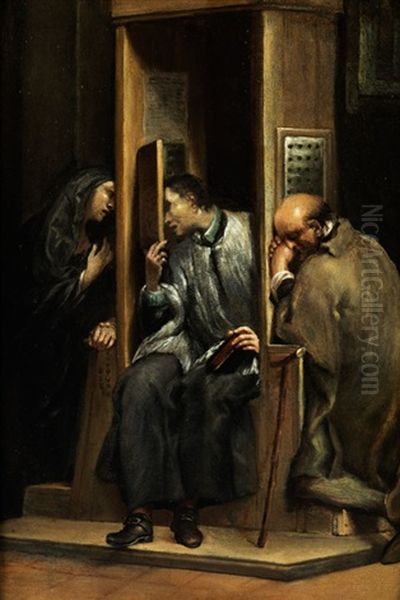 Der Heilige Johannes Nepomuk Nimmt Der Konigin Von Bohmen Die Beichte Ab Oil Painting by Giuseppe Maria Crespi