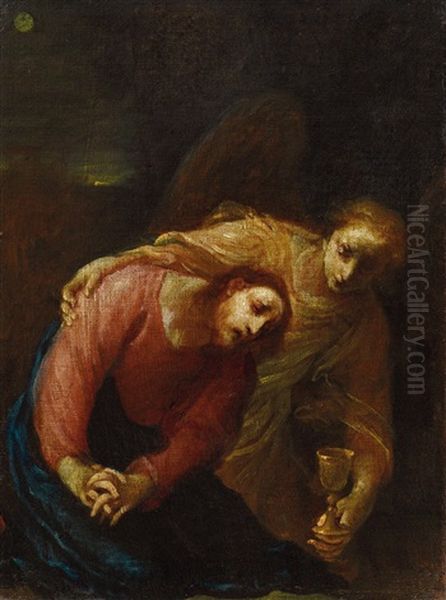 Christ Comforted By An Angel Oil Painting by Giuseppe Maria Crespi