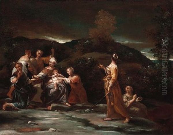 Giove Allevato Dalle Ninfe Oil Painting by Giuseppe Maria Crespi