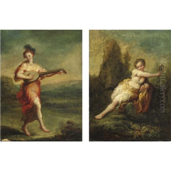 Figure Allegoriche (pair) Oil Painting by Giuseppe Maria Crespi