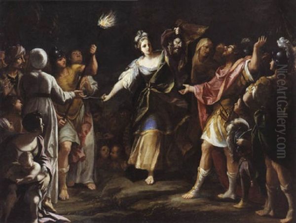 Judith Presentant La Tete D'holopherne Au Peuple Juif Oil Painting by Giuseppe Maria Crespi