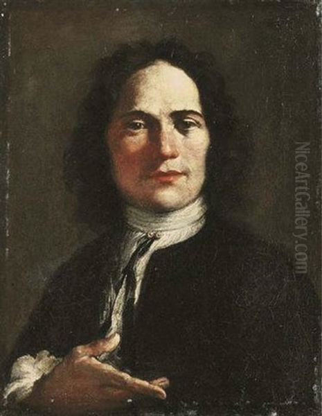 Portrait Of An Artist In A Black Coat And A White Shirt Oil Painting by Giuseppe Maria Crespi