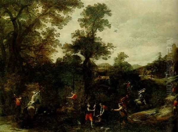 A Hunting Scene Oil Painting by Giuseppe Maria Crespi