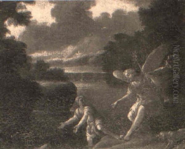 Tobias And The Angel Oil Painting by Giuseppe Maria Crespi