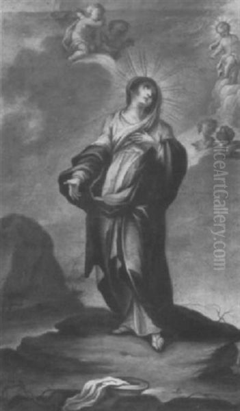 Madonna Auf Landschaftssockel Oil Painting by Giuseppe Maria Crespi