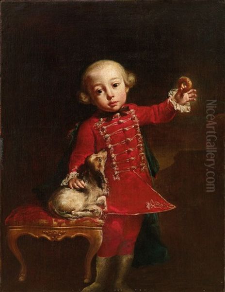 Portrait Of A Boy With A Dog Oil Painting by Luigi Crespi