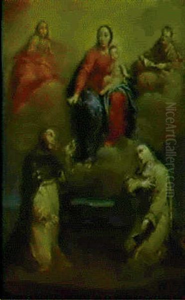 Madonna Del Rosario Con Sant'antonio E Santa Caterina Oil Painting by Luigi Crespi