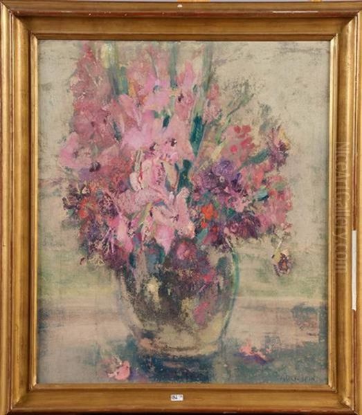 Vase De Fleurs Oil Painting by Adolphe Louis Charles Crespin