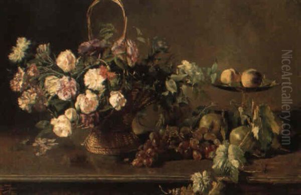 Stilleven Met Bloemen Oil Painting by Adolphe Louis Charles Crespin