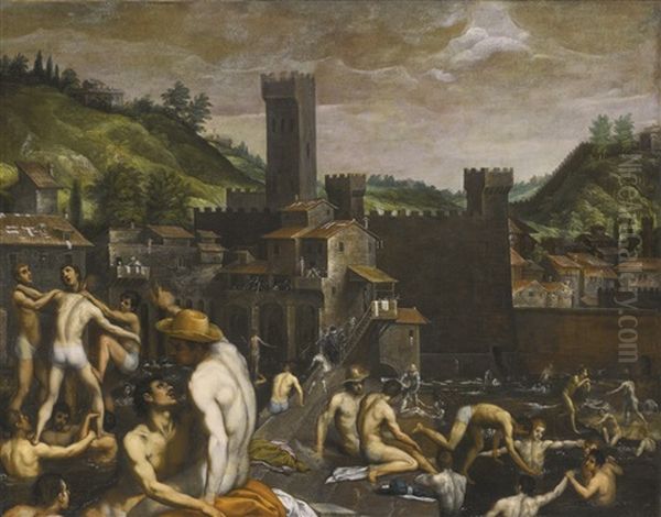 Bathers At San Niccolo Oil Painting by Domenico (il Passignano) Cresti