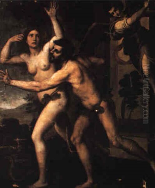 The Expulsion Of Adam And Eve From The Garden Oil Painting by Domenico (il Passignano) Cresti