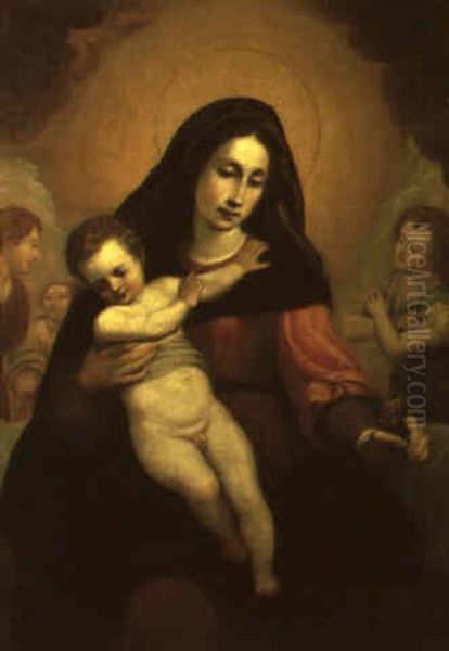 The Madonna And Child Accompanied By Angels Oil Painting by Domenico (il Passignano) Cresti