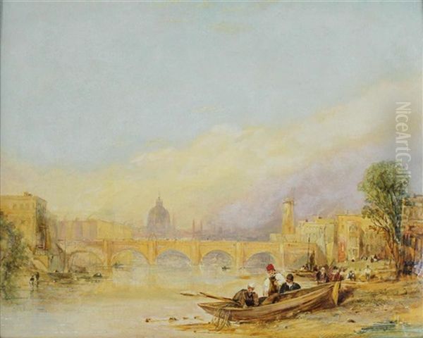 View Of The River Thames Oil Painting by Thomas Creswick