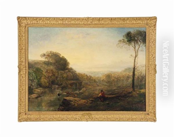 View Near Hove, Sussexshire, English Oil Painting by Thomas Creswick