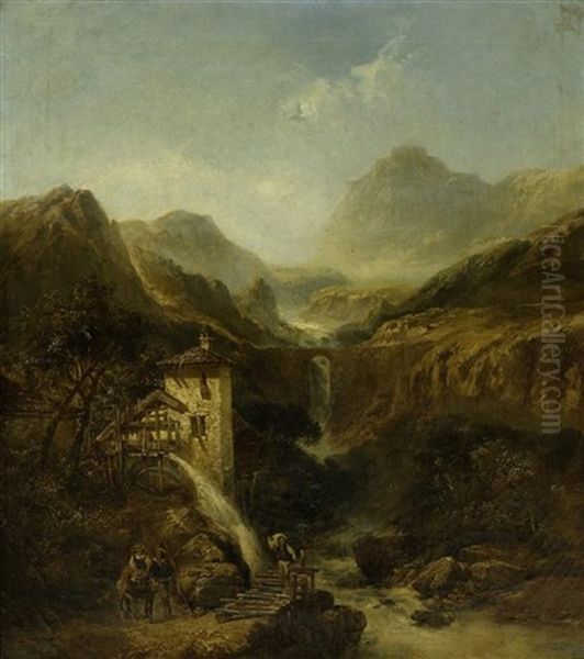 Val D'ibrouge Oil Painting by Thomas Creswick