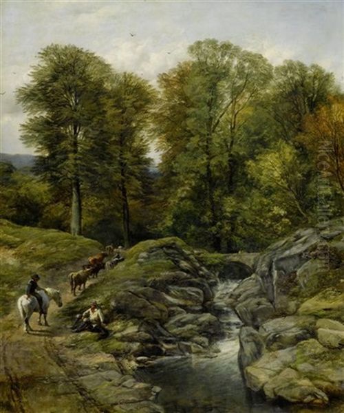 Hirten An Einem Bergbach Oil Painting by Thomas Creswick