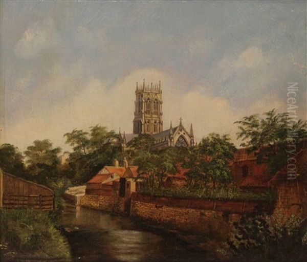 Untitled - View Of Durham Cathedral Oil Painting by Thomas Creswick