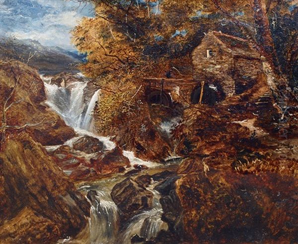 Watermill By The River Oil Painting by Thomas Creswick