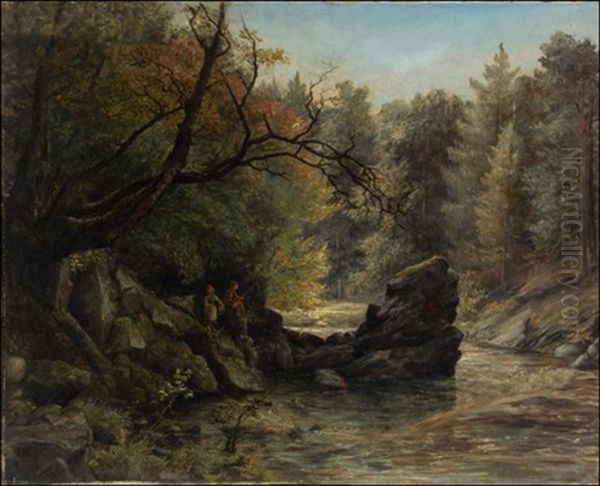 Onkivia Lapsia Koskella Oil Painting by Thomas Creswick