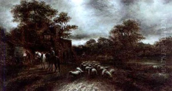 At Night - View Near Reigate Oil Painting by Thomas Creswick