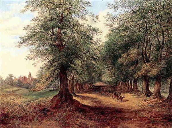 A View Of Hatfield Park Oil Painting by Thomas Creswick