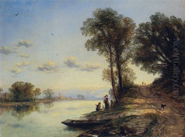 A Summer's Day On The Thames Oil Painting by Thomas Creswick