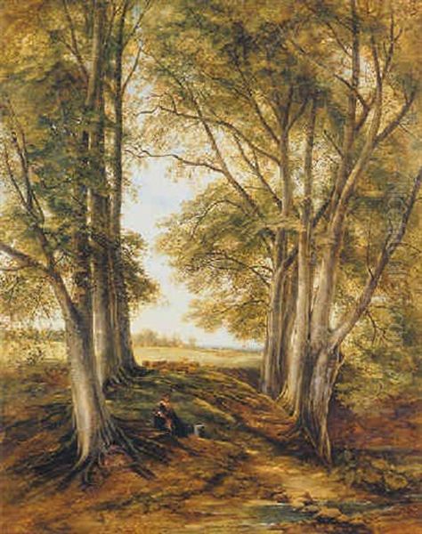 Resting In A Shady Glade Oil Painting by Thomas Creswick